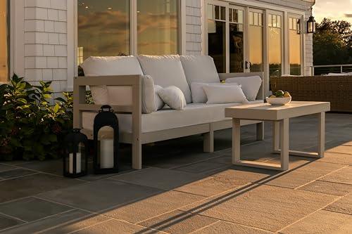 Milliard Outdoor Sofa Patio Furniture Set, Modern Wood Couch with Cushions and Coffee Table, 74 Inch (Grey) - CookCave