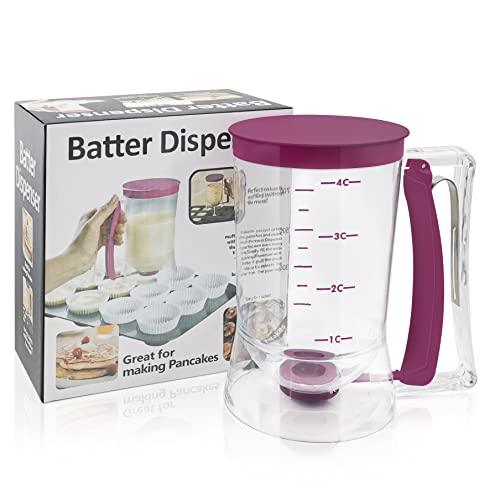 Kndatle Pancake Cupcake Batter Dispenser, Batter Separator Bakeware Maker with Measuring Label, Perfect Baking Tool for Cupcakes, Waffles, Muffin Mix, or Any Baked Goods - CookCave