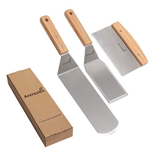 Professional Metal Spatula Set - Stainless Steel Spatula and Griddle Scraper - Heavy Spatula Griddle Accessories Great for Cast Iron Griddle BBQ Flat Top Grill - Commercial Grade - CookCave