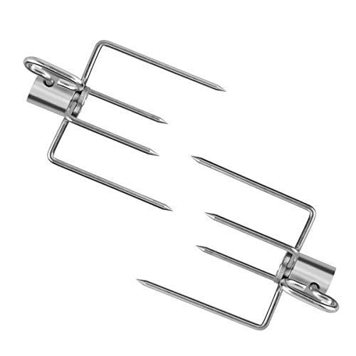 Skyflame Universal 304 Stainless Steel Rotisserie Meat Forks - Fits 1/2-Inch and 3/8-Inch Hexagon & 3/8-Inch and 5/16-Inch Square & 1/2-Inch Round Spit Rods - CookCave