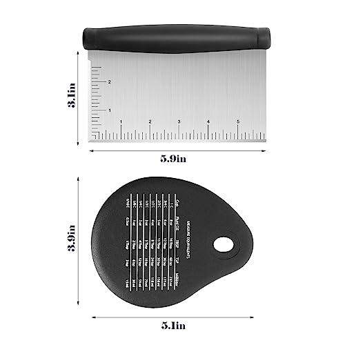 Stainless Steel Dough Scraper & Chopper - 6 Inch Multi-Purpose Kitchen Tools with Measuring Markings, Cutter for Dough, Pizza, Cake,Griddle Scraper,Bench Scraper and Extra Bowl Shaped Scraper - CookCave