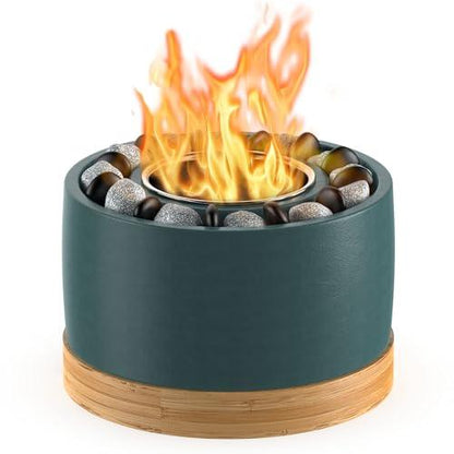 Urvoix Tabletop Fire Pit, Concrete Table Top FirePit Bowl for Indoor Outdoor Use, Small Portable Tabletop Fireplace Long Time Burning Smokeless for Home Patio Balcony Decor - CookCave