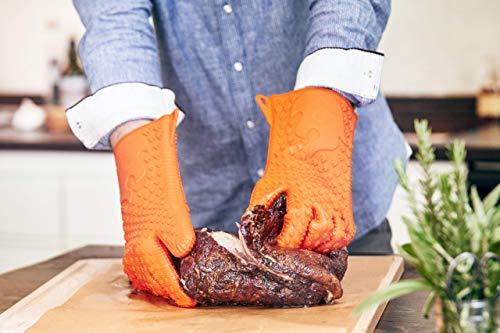 Jolly Green Products Ekogrips Premium Grilling Gloves Heat Resistant BBQ Gloves for Indoor and Outdoor Cooking, Meat Handling Gloves, Kitchen Oven Gloves with Fingers, Silicone Oven Mitts - CookCave