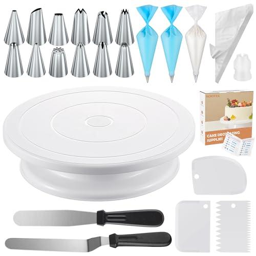 Kootek 71PCs Cake Decorating Supplies Kit with Cake Turntable, 12 Numbered Icing Piping Tips, 2 Spatulas, 3 Icing Comb Scraper, 50+2 Piping Bags, and 1 Coupler for Baking - CookCave