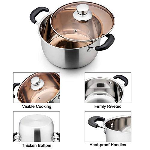 TeamFar Stock Pot 4qt, Stainless Steel Stockpot Soup Pasta Pot with Lid, Double Heatproof Handles, Non Toxic & Healthy, Easy Clean & Dishwasher Safe - CookCave