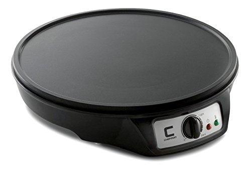 CHEFMAN Electric Crepe Maker: Precise Temp Control, 12" Non-Stick Griddle, Perfect for Crepes, Tortillas, Blintzes, Pancakes, Waffles, Eggs, Bacon, Batter Spreader & Spatula Included, Black - CookCave