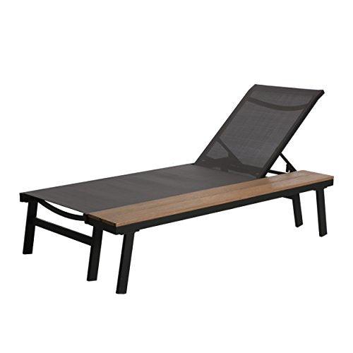 Christopher Knight Home John Outdoor Mesh and Aluminum Chaise Lounge with Side Table, Gray - CookCave