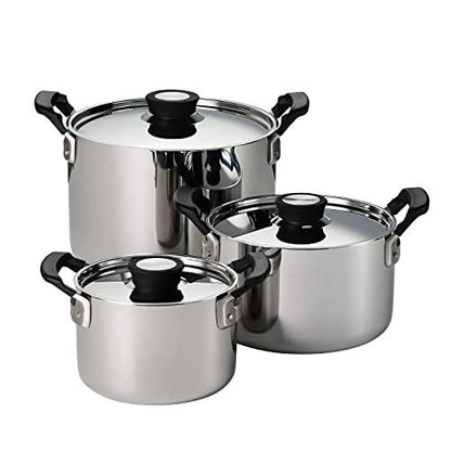 Tramontina Nesting 6 Pc Stainless Steel Tri-Ply Clad Sauce Pan and Stock Pot Set, 80116/048DS - CookCave