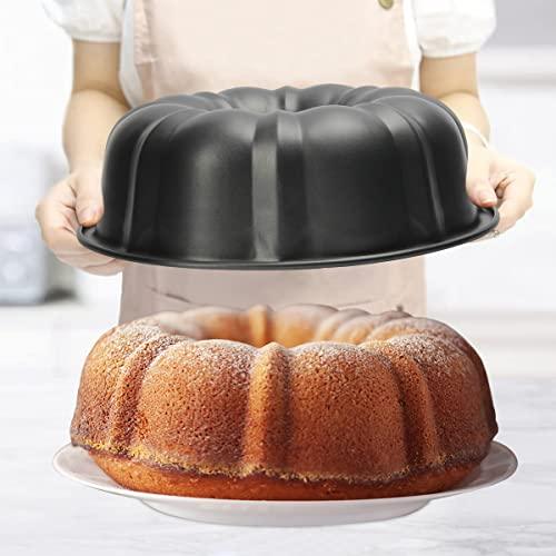 OAMCEG 2 Pack Bunte Cake Pan Nonstick 10 Inch Fluted Tube Cake Pans for baking, 12 Cups Heavy Duty Carbon Steel Tube Pan Baking Mold for Buntelet, Bavarois, Brownie, Jello, Flan, Meatloaf (Grey) - CookCave