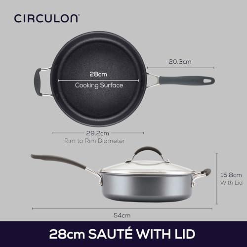 Circulon A1 Series with ScratchDefense Technology Nonstick Induction Sauté Pan with Helper Handle and Lid, 5 Quart, Graphite - CookCave