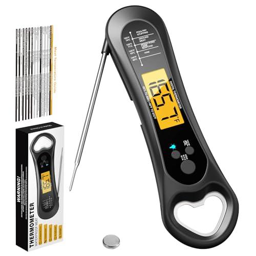 Biison Meat Thermometer for Grilling, Digital Instant Read Food Thermometer with Bottle Cap Opener, Kitchen Gadgets with Backlight & Calibration for Candy, BBQ, Grill,Liquids, Beef, Turkey - CookCave