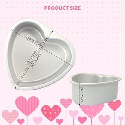 Gvhntk Heart Shaped Cake Pan 6 Inch Aluminum Cake Pans Heart Cake Tin Baking Cake Mold for Valentine's Day Weddings Birthday Party - CookCave