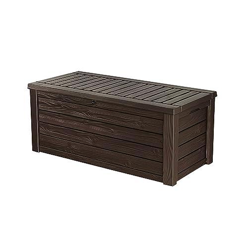 Keter Westwood 150 Gallon Plastic Backyard Outdoor Storage Deck Box for Patio Decor, Furniture Cushions, Garden Tools, & Pool Accessories, Espresso - CookCave