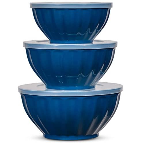 Godinger Mixing Bowls with Lids, Plastic Nesting Bowls Set, Storage Bowls, Microwave Safe Mixing Bowl Set, 3 Bowls 3 Lids - CookCave