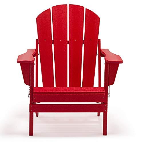 WO Home Furniture Adirondack Chair Lounger Outdoor Folding for Fire Pit, Beach, Balcony, Backyard, Lawn, Patio, Pool, Deck, Garden (Red) - CookCave