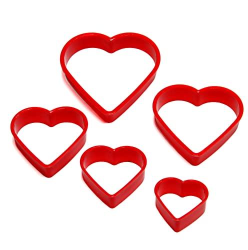 Chef Craft Select Plastic Heart Cookie Cutter, 5 Piece Set, Red - CookCave