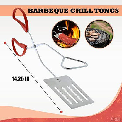 Long BBQ Tongs for Grill Spatula Tongs Combo - Spatula Tongs 2 in 1 Flat Spatula Metal Tongs for Cooking Long Spatula for Grilling - Barbecue Tongs for Grilling Stainless Steel Kitchen Tongs Spatula - CookCave