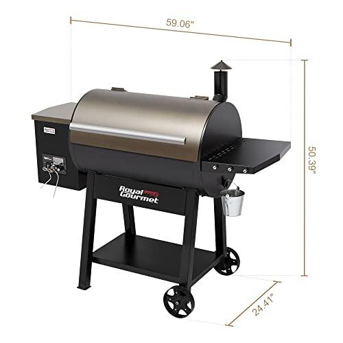 Royal Gourmet PL2032 Wood Pellet Grill on Clearance with Intelligent Digital Control System & Auto-Feed System, 786 Square Inches of Cooking Area, Bronze - CookCave