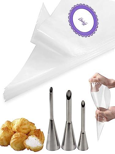 Puff Cream Filling Piping Tip 3 Pcs,Cupcake Filler Tool with 20 Disposable Pastry Bags for Filling Donuts,Cupcakes & Eclairs - CookCave