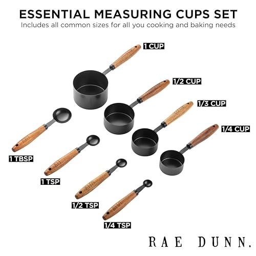 8 Piece Measuring Cups Set and Measuring Spoons Set-Nesting Kitchen Measuring Set, Liquid and Dry Measuring Cup Set (Black) - CookCave