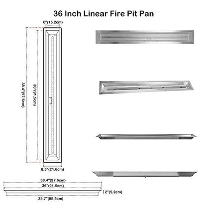 Stanbroil 36 x 6 inch Linear Drop-in Fire Pit Pan with Spark Ignition Kit Propane Gas Version, Rated for up to 65,000 BTU’s - CookCave