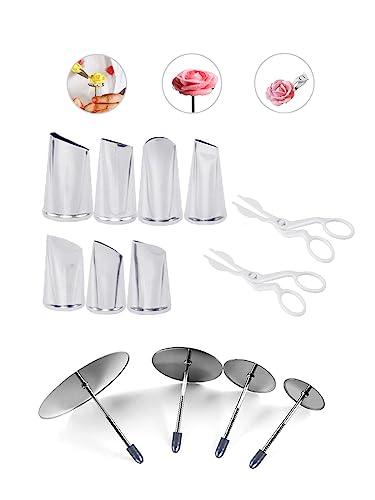 Icing Flower Tools with 7 Pcs Flower Piping Tips Set,4 Flower Nails Cake Decorating,2 Rose Flower Lifte,Create Stunning Floral Decorations - CookCave