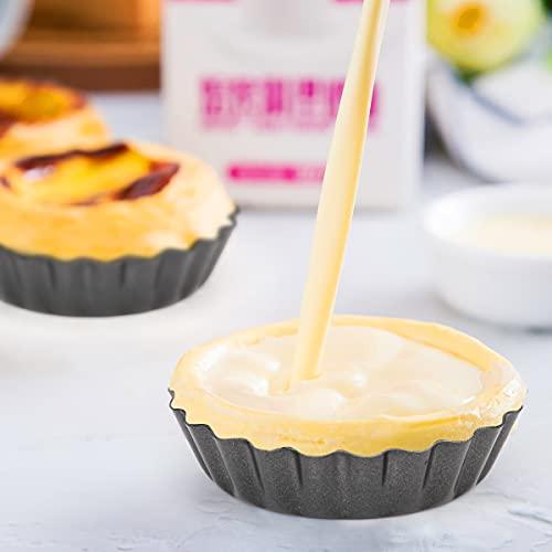 Cyimi 12 pcs Egg Tart Molds, 3" Mini Tart Pans Removable Bottom, Cupcake Cake Muffin Mold Tin Pan Baking Tool, Reusable Quiche Bakeware Carbon Steel for Pies, Quiche, Cheese Cakes, Desserts - CookCave