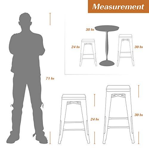 Furmax 24 Inches Metal Bar Stools Counter Height High Backless Indoor-Outdoor Stackable Stools Set of 4 (Sliver) - CookCave