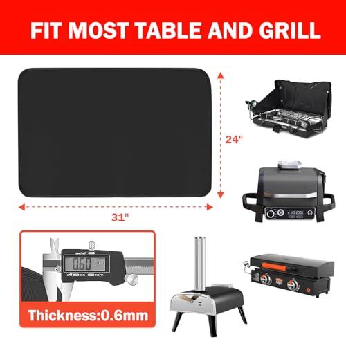 TOHONFOO 24" x 31" Grill Mat Fireproof for Outdoor Grill Protecting Prep Barbecue Table - Heat Resistant BBQ Tabletop Grilling Griddle Pad, Easy to Clean & Storage - Waterproof & Foldable, 0.6mm - CookCave