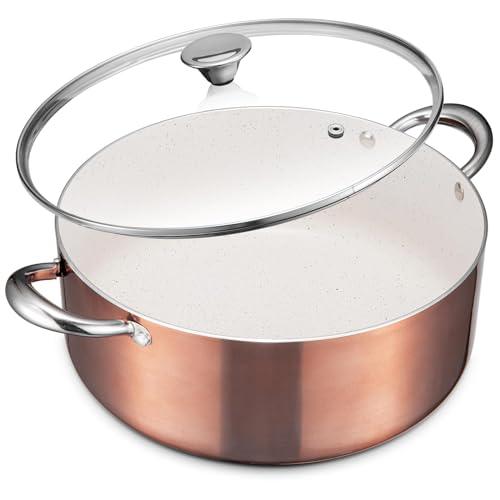 BEZIA Large Pot for Cooking 8 Quart, Induction Pot, Soup Pot, Cooking Pot with Lid, Non Stick Stock Pot for All Hobs, Copper - CookCave