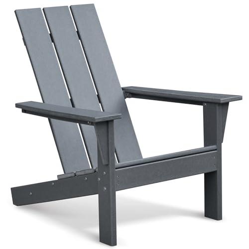 Skypatio Adirondack Chair, All-Weather Patio Fire Pit Chairs High-Density Polyethylene Adirondack Chairs for Porch, Balcony, Garden, Deck, Lawn, Backyard, Grey - CookCave