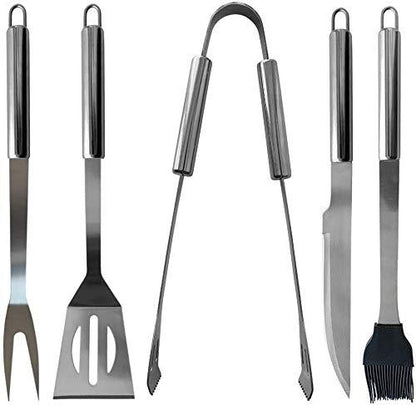 LLRY BBQ Grilling Tools Set - Stainless Steel Grilling Accessories with Free Portable Bag. (5PCS) - CookCave