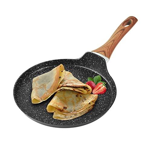 LECOOKING Nonstick Crepe Pan, 8.5 Inch Griddle Pan, Fry Pans for Cooking Eggs, Omelettes, and More - Non-Stick Marble Coating Skillet Induction Compatible - CookCave