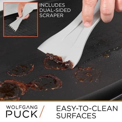 Wolfgang Puck XL Reversible Grill Griddle, Oversized Removable Cooking Plate, Nonstick Coating, Dishwasher Safe, Heats Up to 400ºF, Stay Cool Handles - CookCave