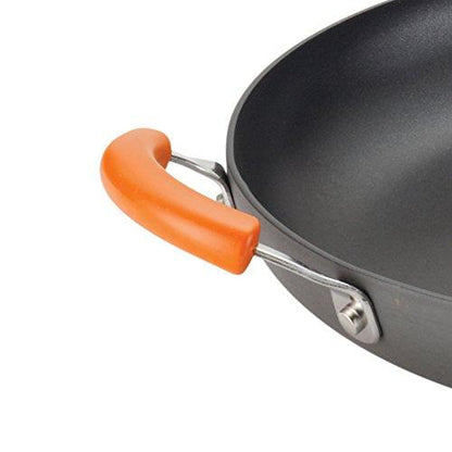 Rachael Ray Brights Hard Anodized Nonstick Frying Pan / Fry Pan / Hard Anodized Skillet with Helper Handle - 14 Inch, Gray - CookCave