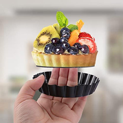 4Inch Mini Tart Pan Set of 8,Non-Stick Carbon Steel Quiche Pan,Mini Tart Pans Set with Removable Bottom,Pie Tart Pans with Fluted Sides,Egg Tart Mold Reusable for Oven Baking,Dessert DIY (4 Inch 8pcs) - CookCave