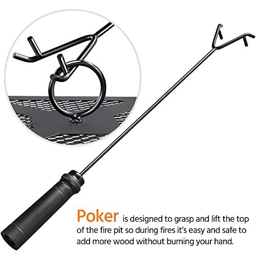 Yaheetech Fire Pit 34in Outdoor Fire Pits Fireplace Heater Stove with Screen, Waterproof Cover & Poker for BBQ Patio Bonfire - CookCave