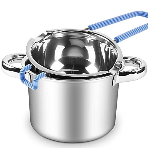 680M Double Boiler Pot Set,0.7QT Chocolate Melting Pot and 1600ML/1.7QT Stainless Steel Pot,Insert Melting Pot with Heat Resistant Handle for Chocolate,Butter,Candle,Candy and Soap - CookCave