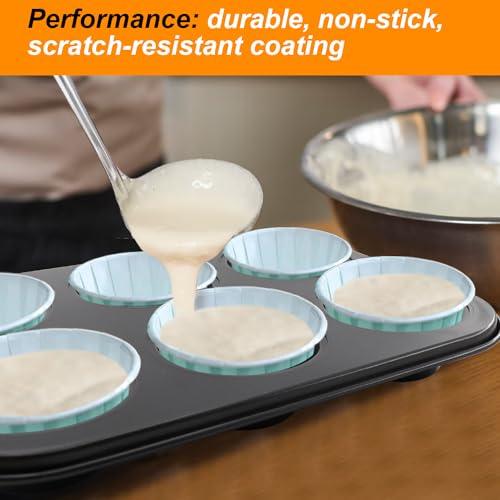 DRAONGYE 2 Packs 6 Cups Nonstick Round Muffin Baking Pan, Premium Steel Muffin Pan for Baking, Nonstick Cupcake Tin Cheesecake Pans, Bakeware Muffin Top Pan (Black) - CookCave