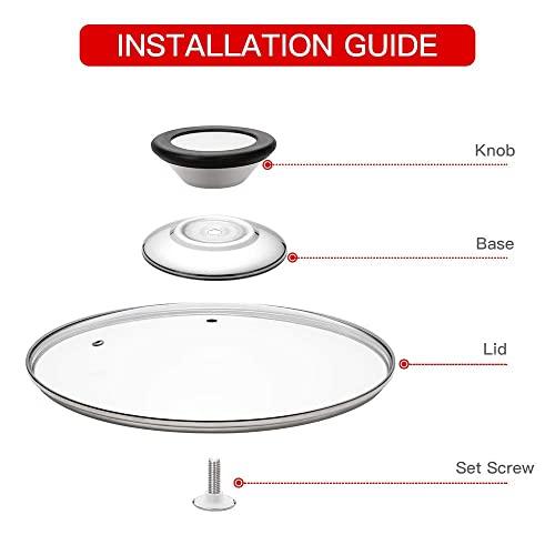 Glass Lid for Frying Pan, Fry Pan, Skillet, Pan Lid with Handle Coated in Silicone Ring,12"/30cm, Clear - CookCave