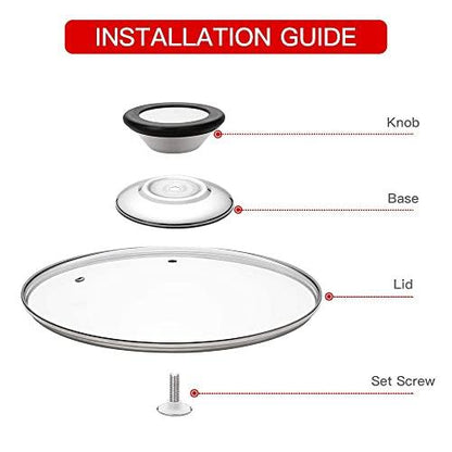 Glass Lid for Frying Pan, Fry Pan, Skillet, Pan Lid with Handle Coated in Silicone Ring,12"/30cm, Clear - CookCave