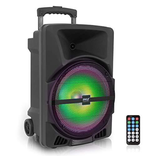 Pyle Wireless Portable PA Speaker System -1200W High Powered Bluetooth Compatible Indoor&Outdoor DJ Sound Stereo Loudspeaker wITH USB MP3 AUX 3.5mm Input, Flashing Party Light & FM Radio -PPHP1544B - CookCave