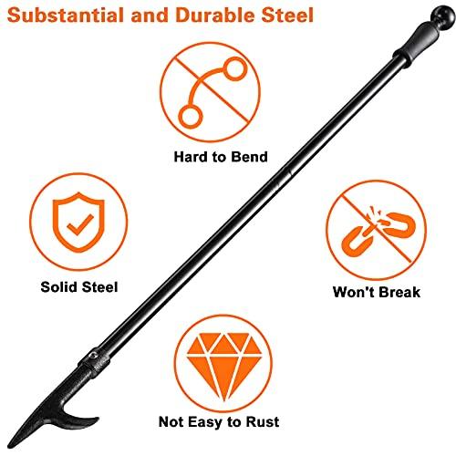 Fire Pit Poker, 46 Inch Extra Long Outdoor Fire Poker for Fireplace, Fire Pit, Campfire, Wood Stove and Indoor Use, Heavy Duty Wrought Steel Campfire Poker Tool, Rust-Resistant Black Finish - CookCave