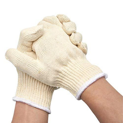 EBLAELEL Safety gloves white cotton bbq heat liners grilling work glove men cooking women knitted cotton Pack of 12 - CookCave