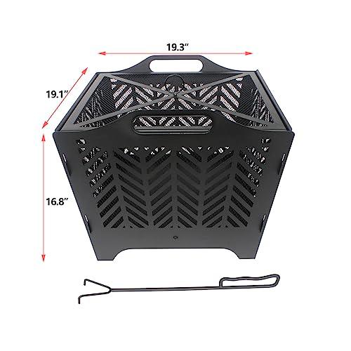 OutVue 20 inch Fire Pits for Outside with Grill & Storage Bag,Portable Fire Pit,Wood Burning Fire Pit with Poker & Spark Screen, Firepit for Outdoor, Patio, Yard, Garden, Camping - CookCave