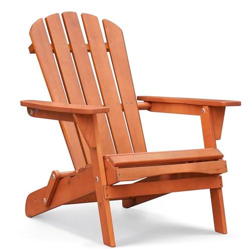 Wood Adirondack Chair Outdoor Chairs Patio Chairs Lawn Chair Wooden Patio Folding Chair for Outside Porch Chair Fire Pit Chairs for Garden Backyard Pool Balcony Lounge Wood Outdoor Patio Furniture - CookCave