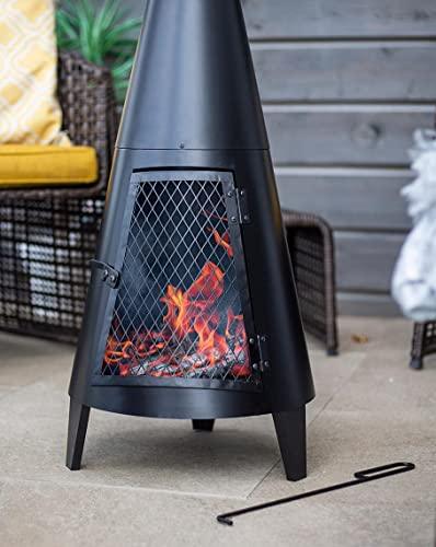 63 inch Tall Chiminea Outdoor Fireplace for Backyard and Patio - Wood Burning Rocket Fire Pit - CookCave