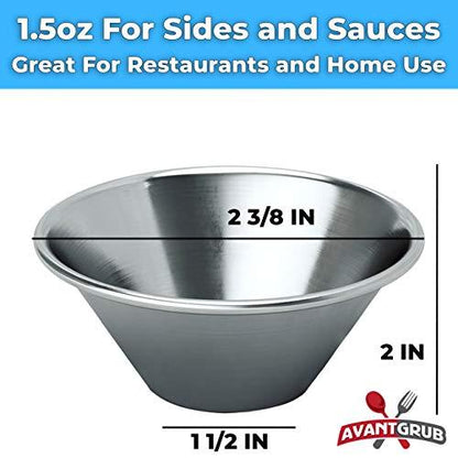 Pro-Grade Stainless Steel 1.5oz Sauce Cups 36 Pk. Reusable Stackable Metal Portion Containers for Sampling, Salad Dressing Sides or Dipping Sauces. Small Ramekin for Restaurant, Catering or Deli. - CookCave