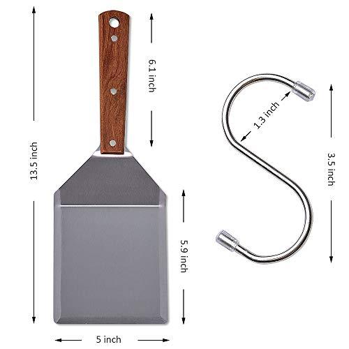Pharamat Stainless Steel Griddle Hamburger Spatula with Strong Wooden Handle, 13.5 x 5 inches, Heavy Duty Spatula Turner with A Hook, Great for Pancake Flipper, Fish, Eggs, Burgers, Omelet and More - CookCave