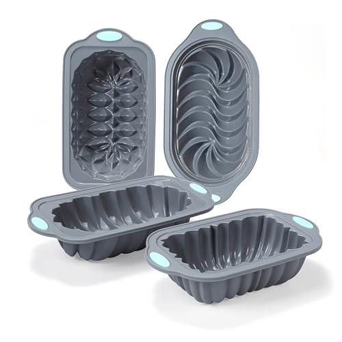 Tongjude 4 Piece Silicone Loaf Pan for Baking Bread, Non-Stick Kitchen Oven Bread Pan, Perfect for Banana Bread, Sandwich Bread, Pound Cake and Meatloaf, 6 Cups, Grey - CookCave